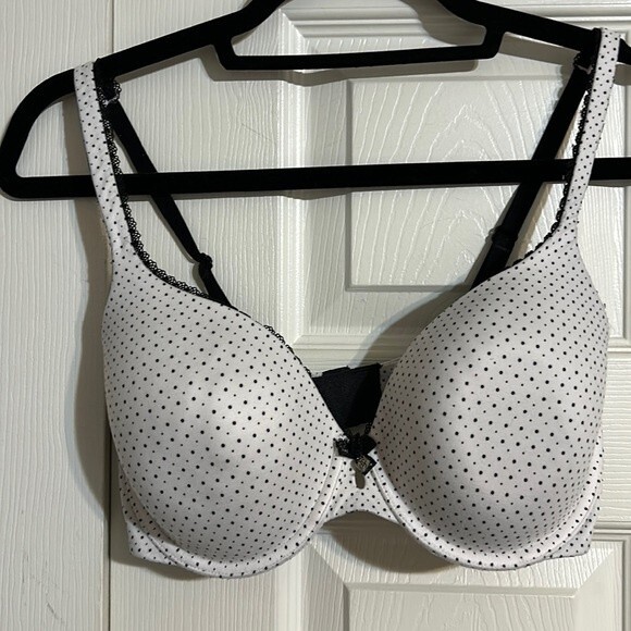 VICTORIA'S SECRET Body by Victoria Perfect Coverage 32DD White Black Polka Dot - Picture 1 of 8